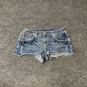 Z.D. Shorts Womens Size 11 Blue Denim Rhinestone Contrast Stitch Distressed Y2K